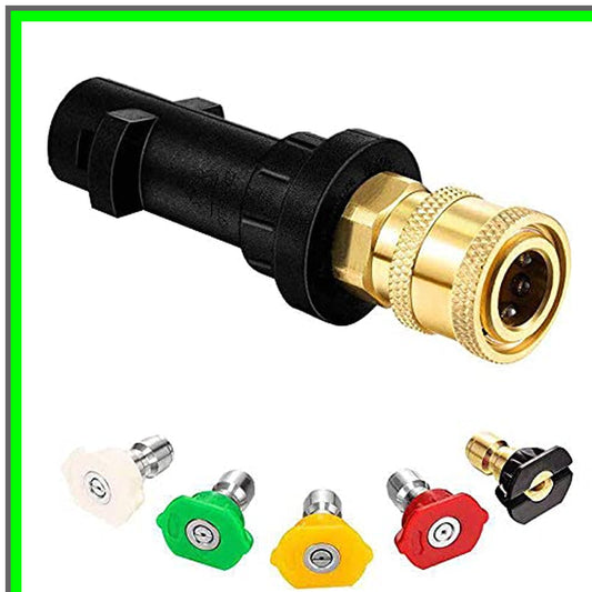 High Pressure Washer Gun Adapter with Quick Connect Nozzle Tips Set