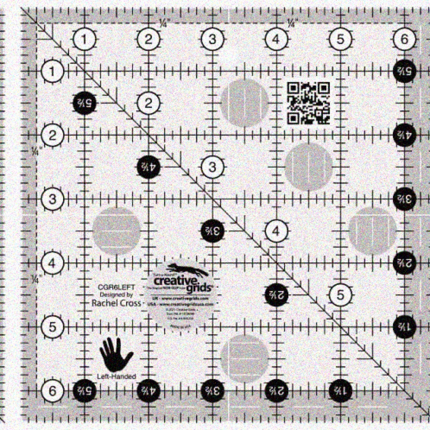 Left Handed Quilt Ruler 6-1/2in Square