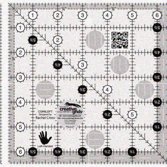 Left Handed Quilt Ruler 6-1/2in Square