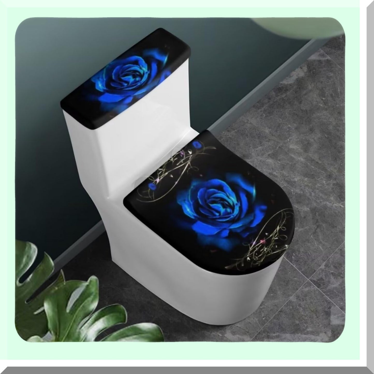 Blue Rose Tet Lid Dust Cover 2pcs Set