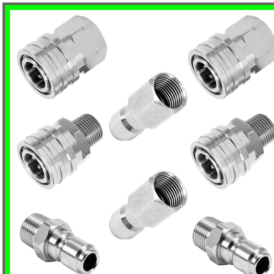 Stainless Steel Quick Connect Pressure Adapter Set with NPT Threads, 8 Pcs