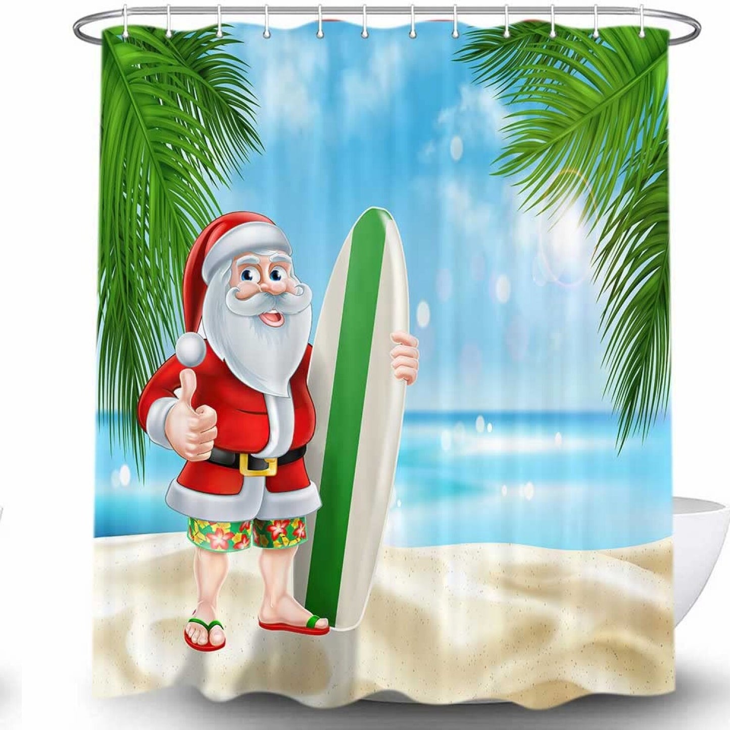 Claus on The Beach Shower Curtain 72x72 inches
