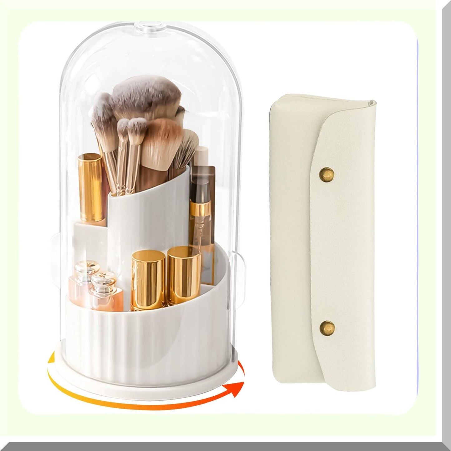 Makeup Brush Holder with Lid 5 Slots