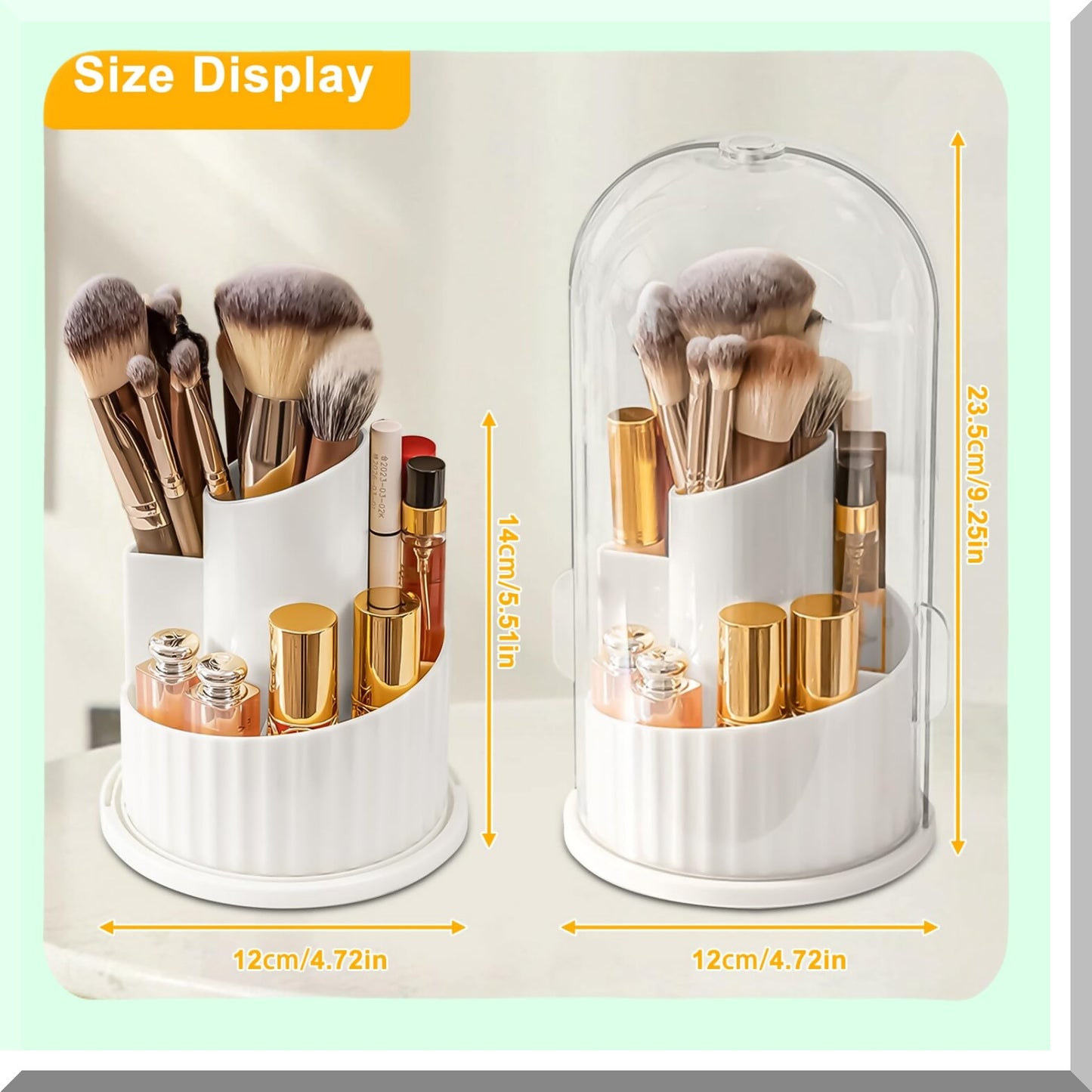 Makeup Brush Holder with Lid 5 Slots