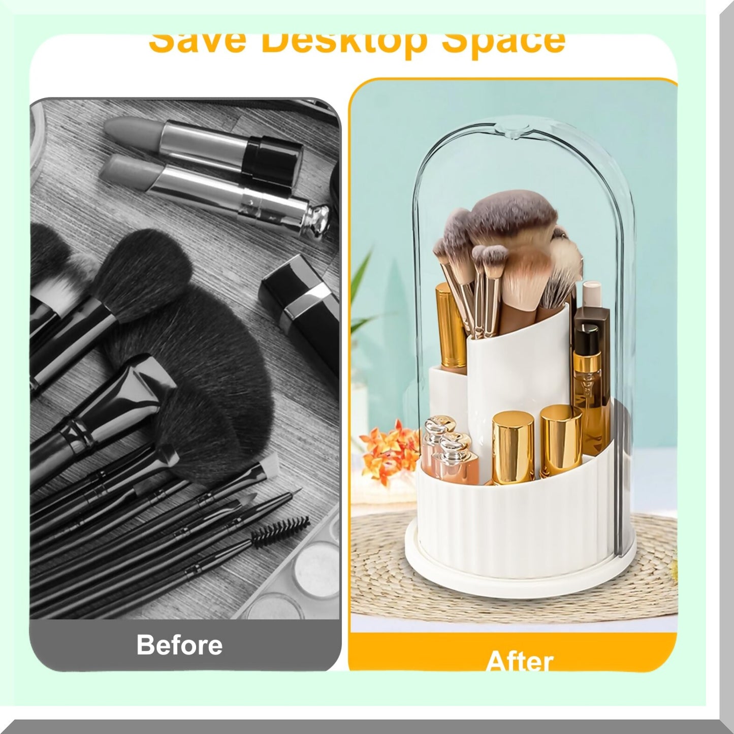 Makeup Brush Holder with Lid 5 Slots