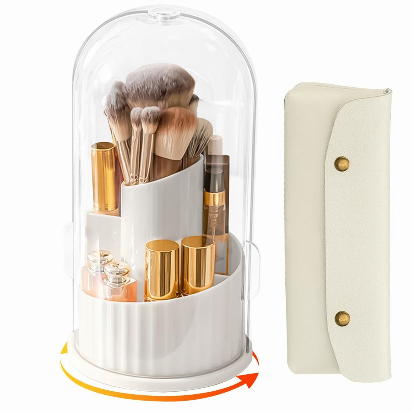Makeup Brush Holder with Lid 5 Slots
