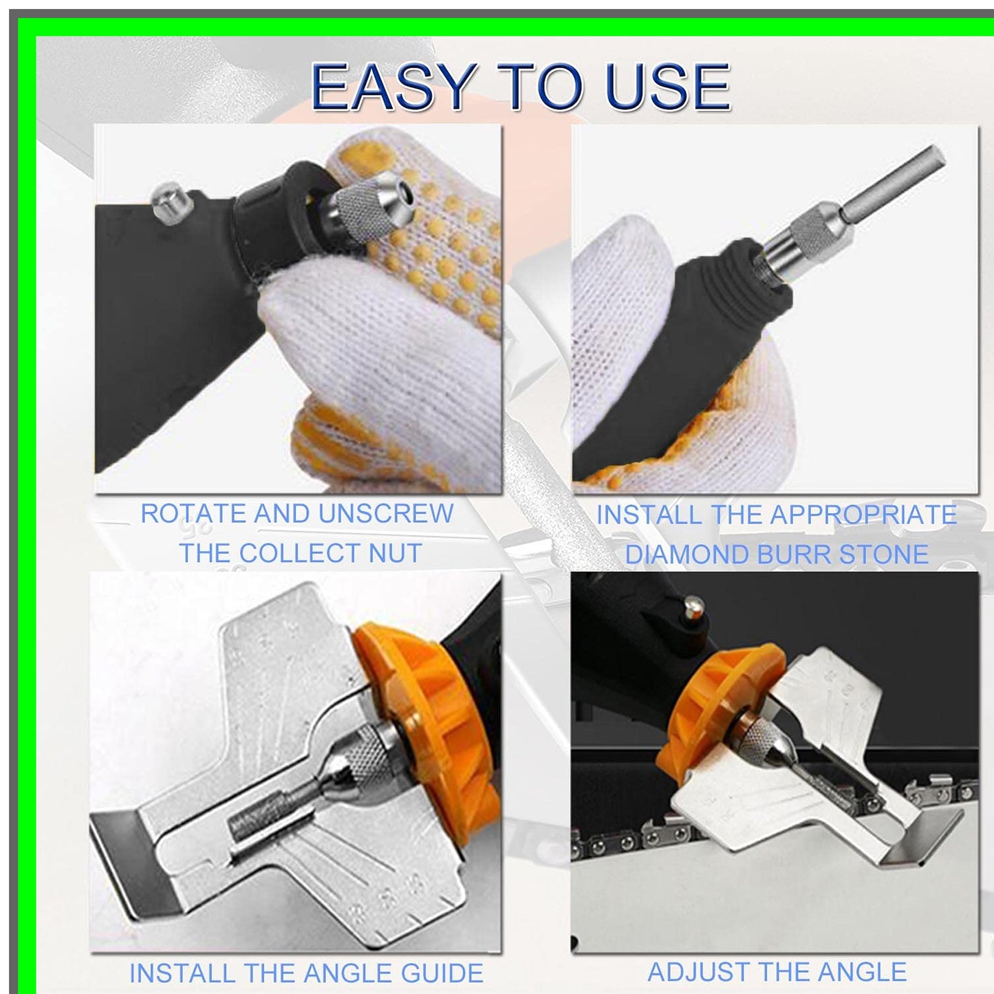 Chainsaw Blade Sharpener Kit with Angle Guide and Diamond Files