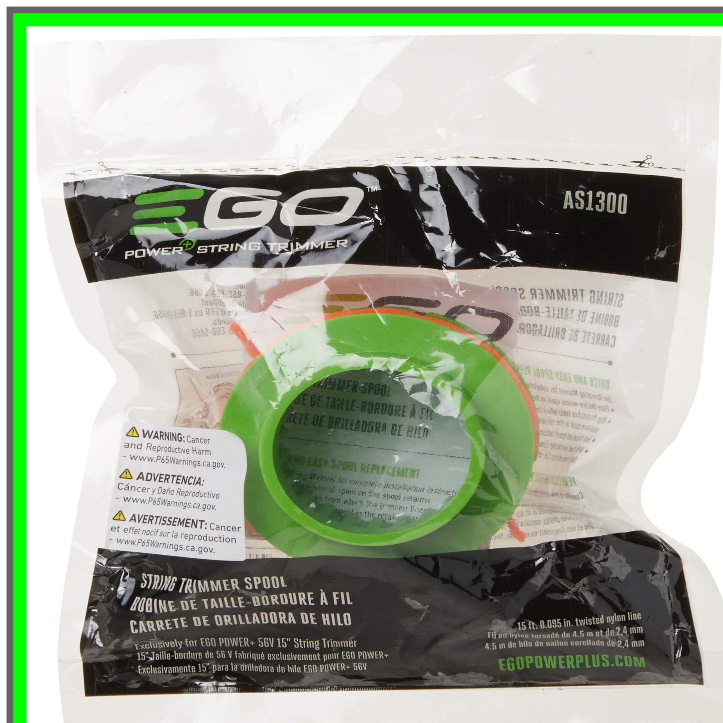 15-Inch Pre-Wound Spool with Line for String Trimmer ST1500 Green