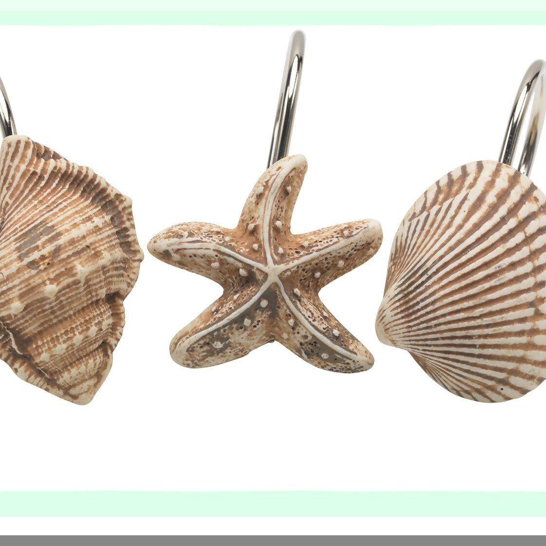 Seashell Shower Curtain Hooks Set of 12