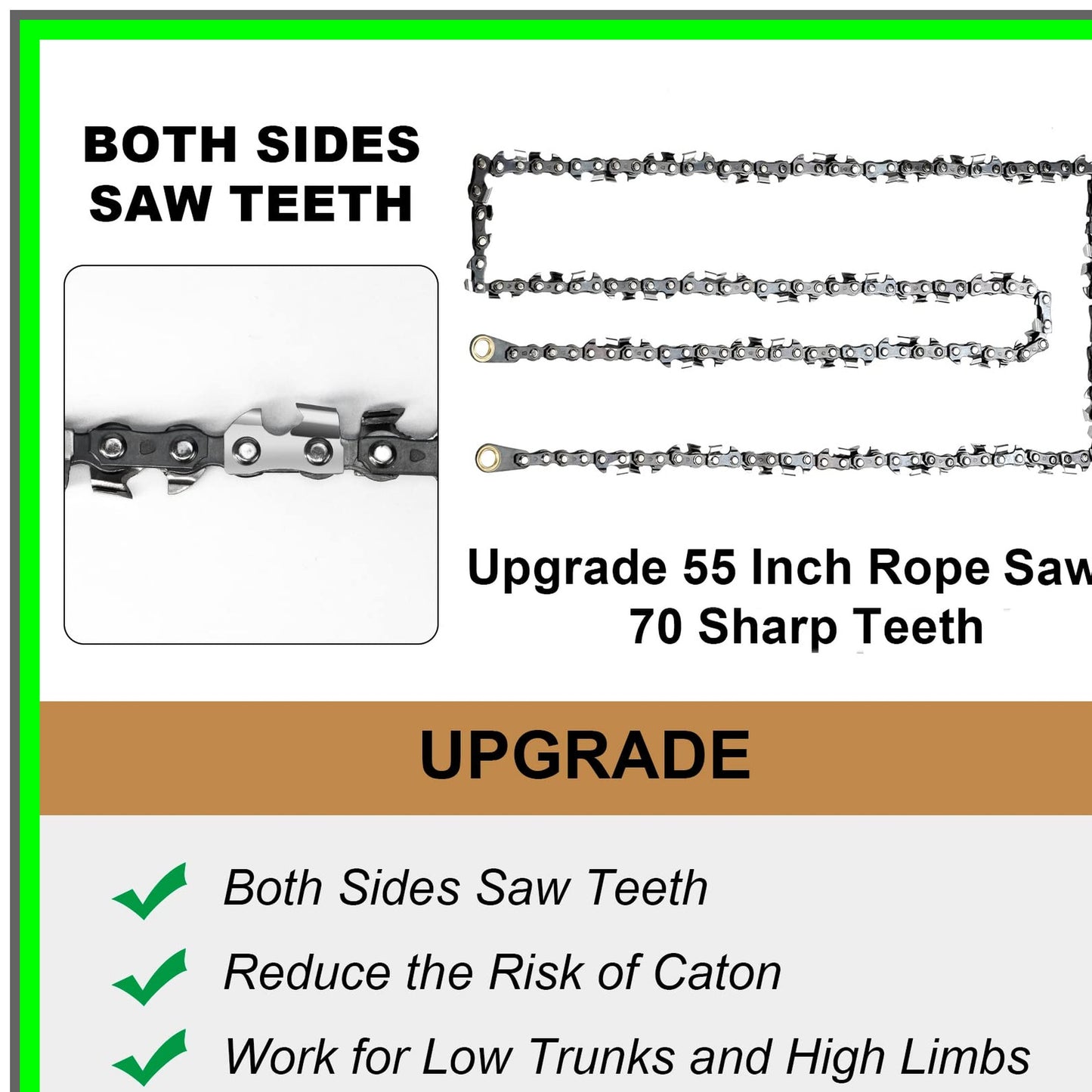 High Limb Rope Saw Kit with 70 Sharp Teeth and 46 Feet of Durable Rope