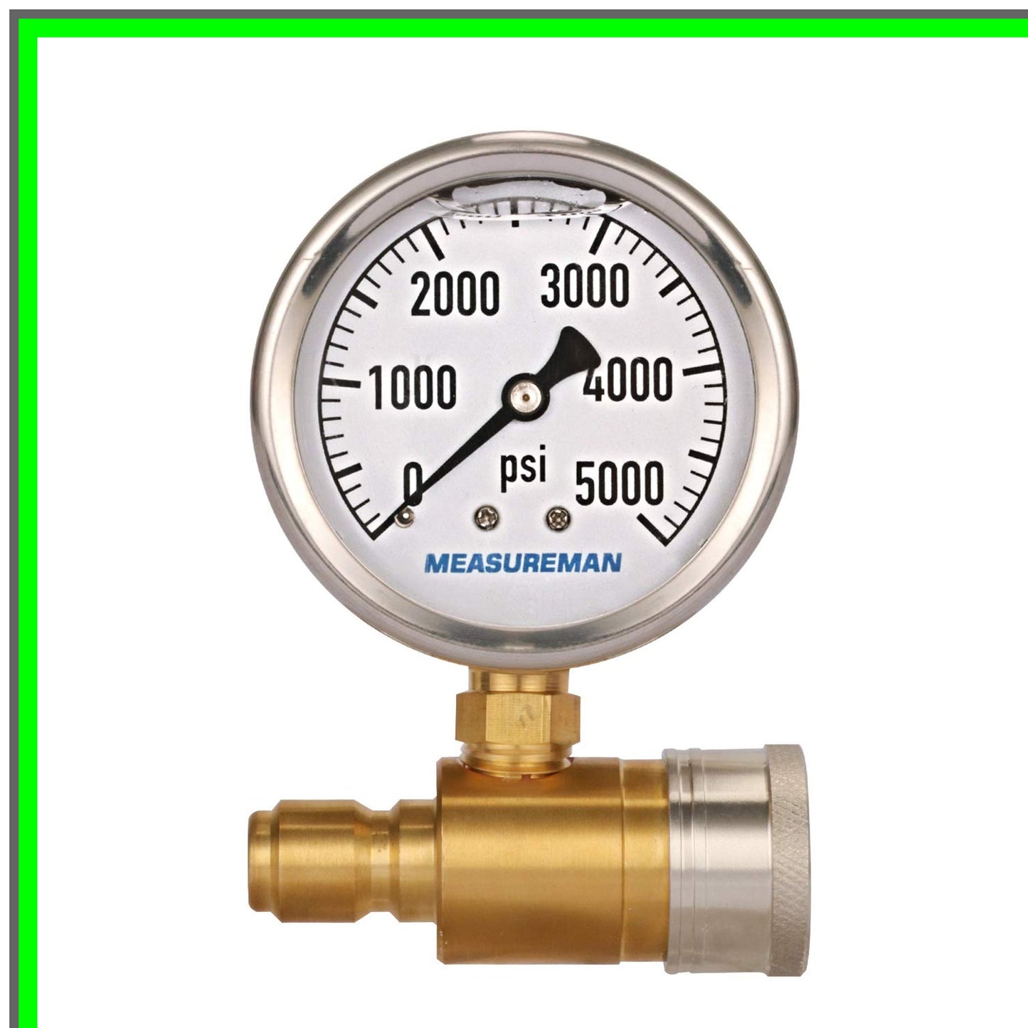 Pressure Washer Gauge Kit 0-5000 PSI with Quick Connect and Glycerin Fill