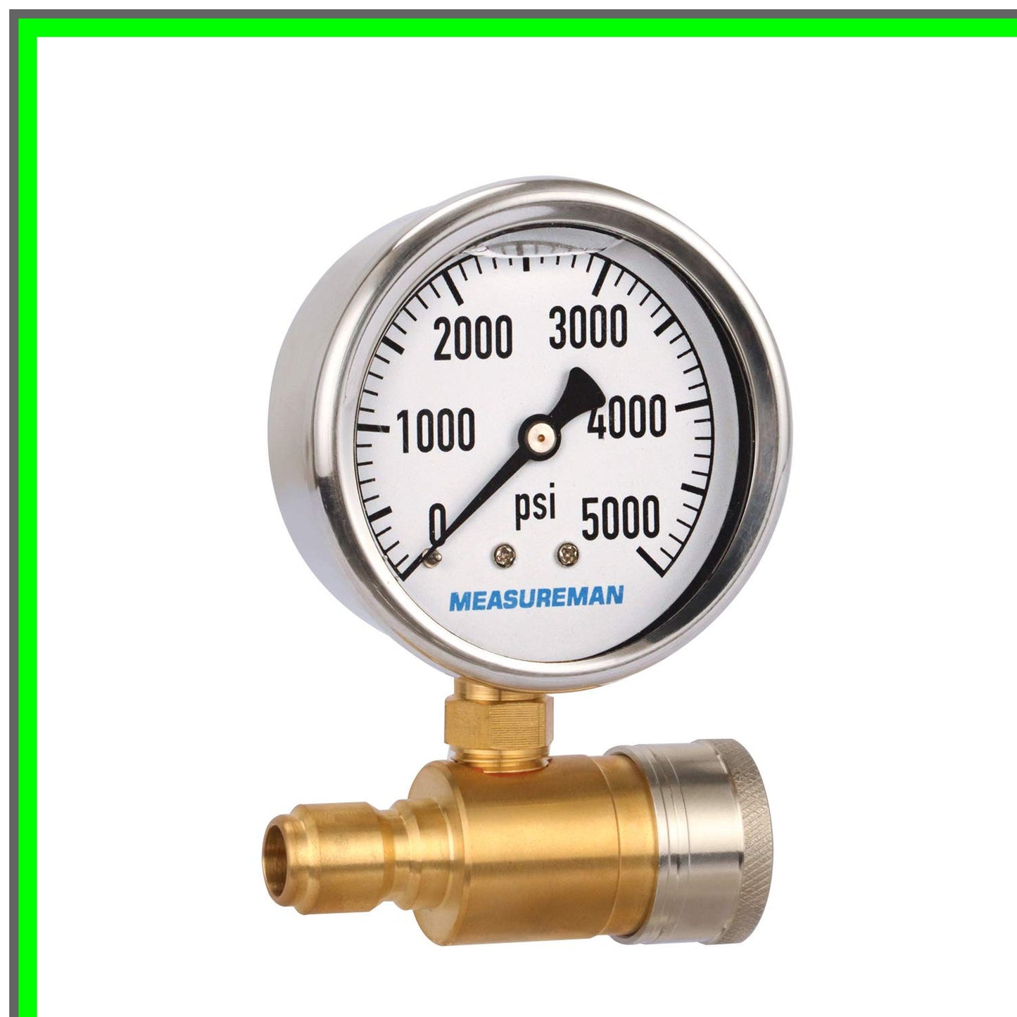 Pressure Washer Gauge Kit 0-5000 PSI with Quick Connect and Glycerin Fill