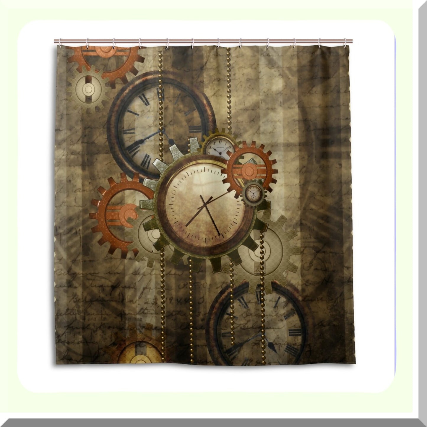 Retro Gears Shower Curtain 66x72 inch with 12 Hooks