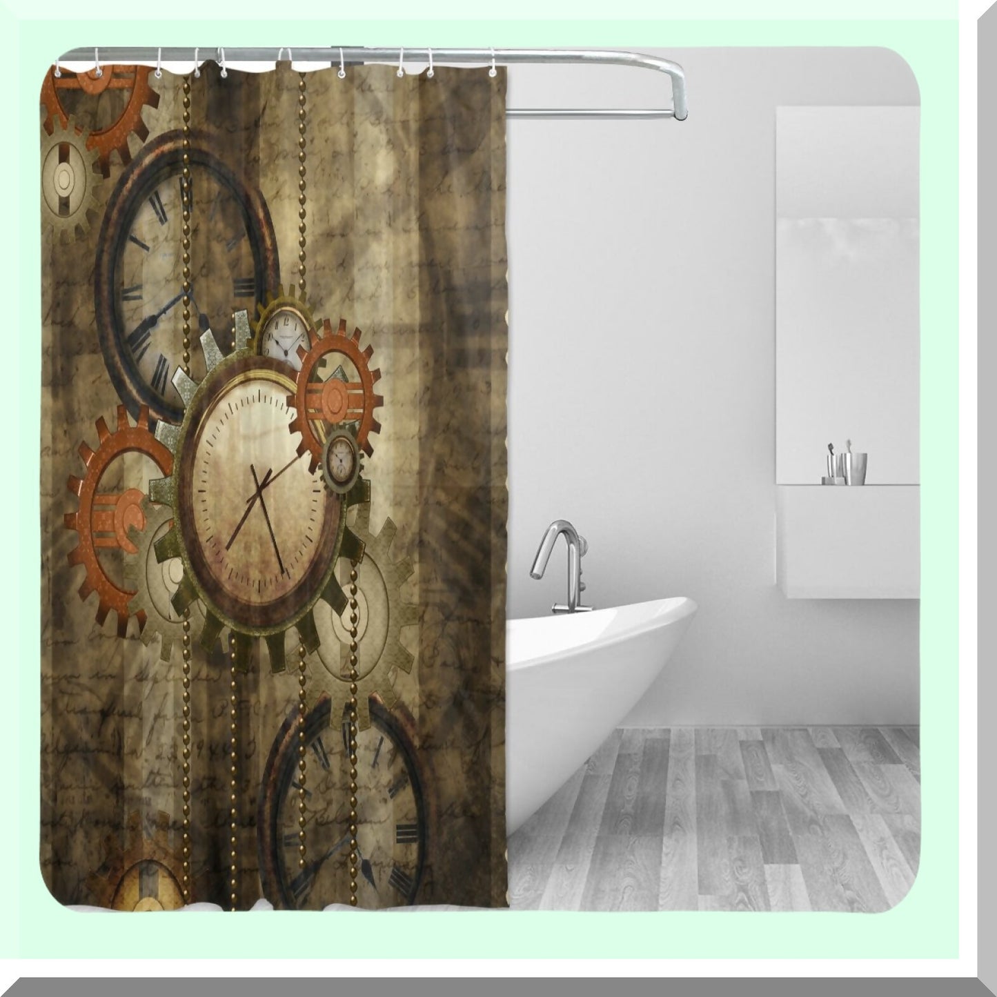 Retro Gears Shower Curtain 66x72 inch with 12 Hooks