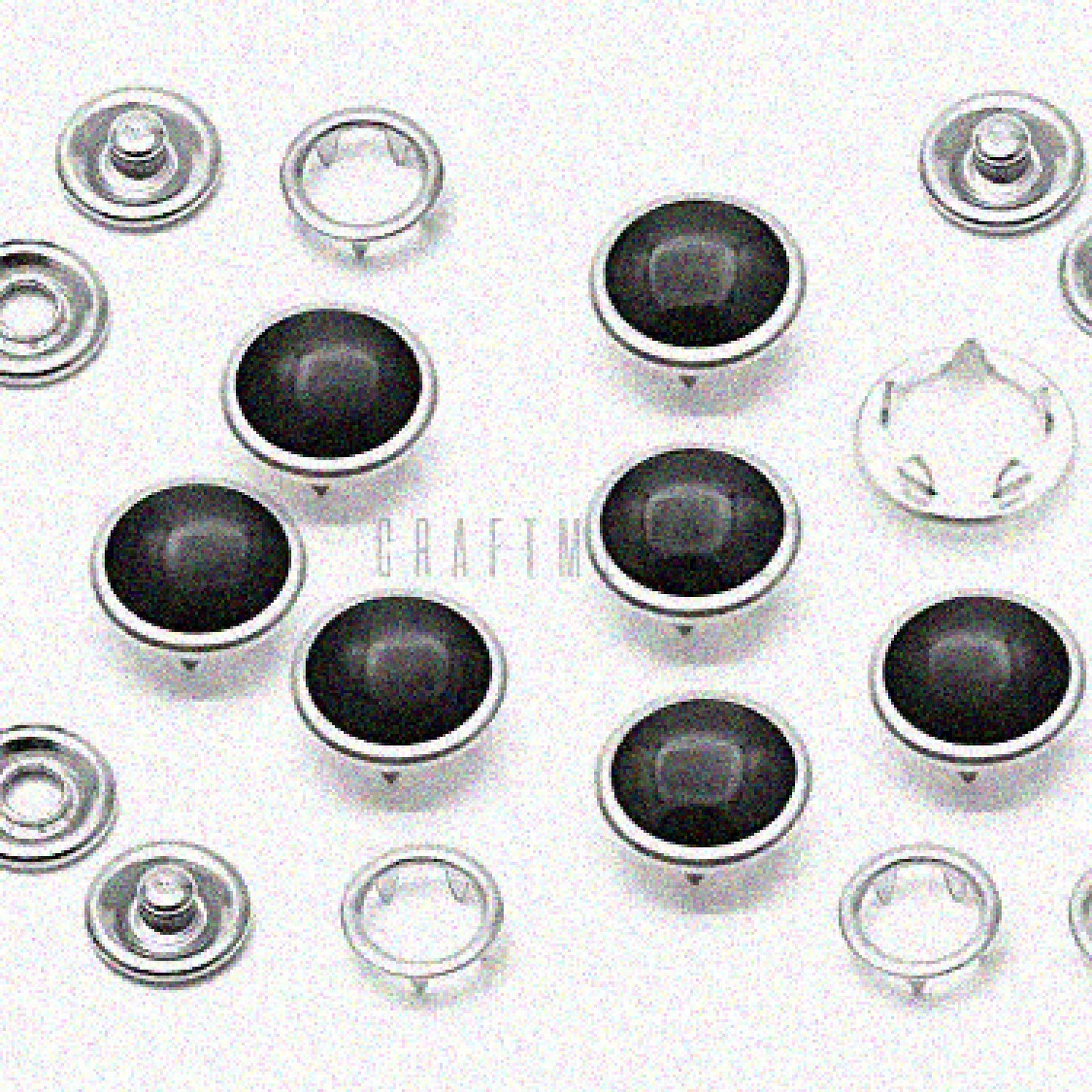 20 Sets Black Pearl Snaps Fasteners 10.5mm