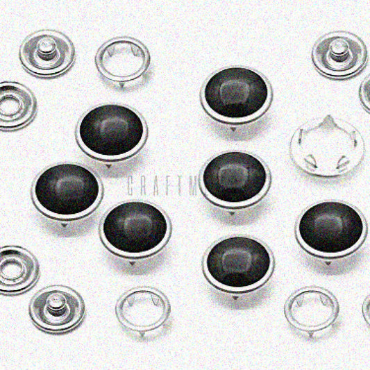 20 Sets Black Pearl Snaps Fasteners Compatible with 10.5mm