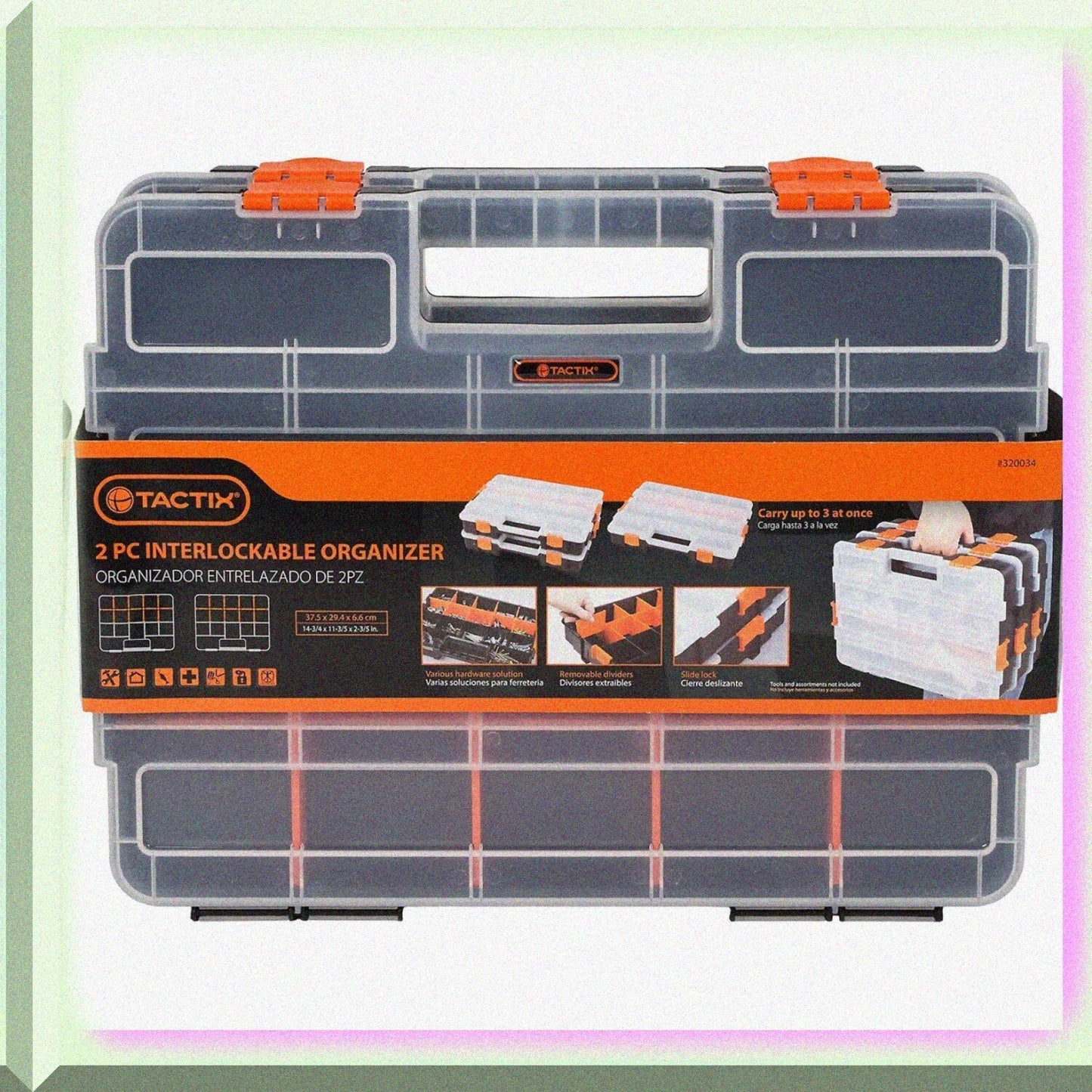 15-Compartment Interlocking Small Parts Organizer Black 2 Pack
