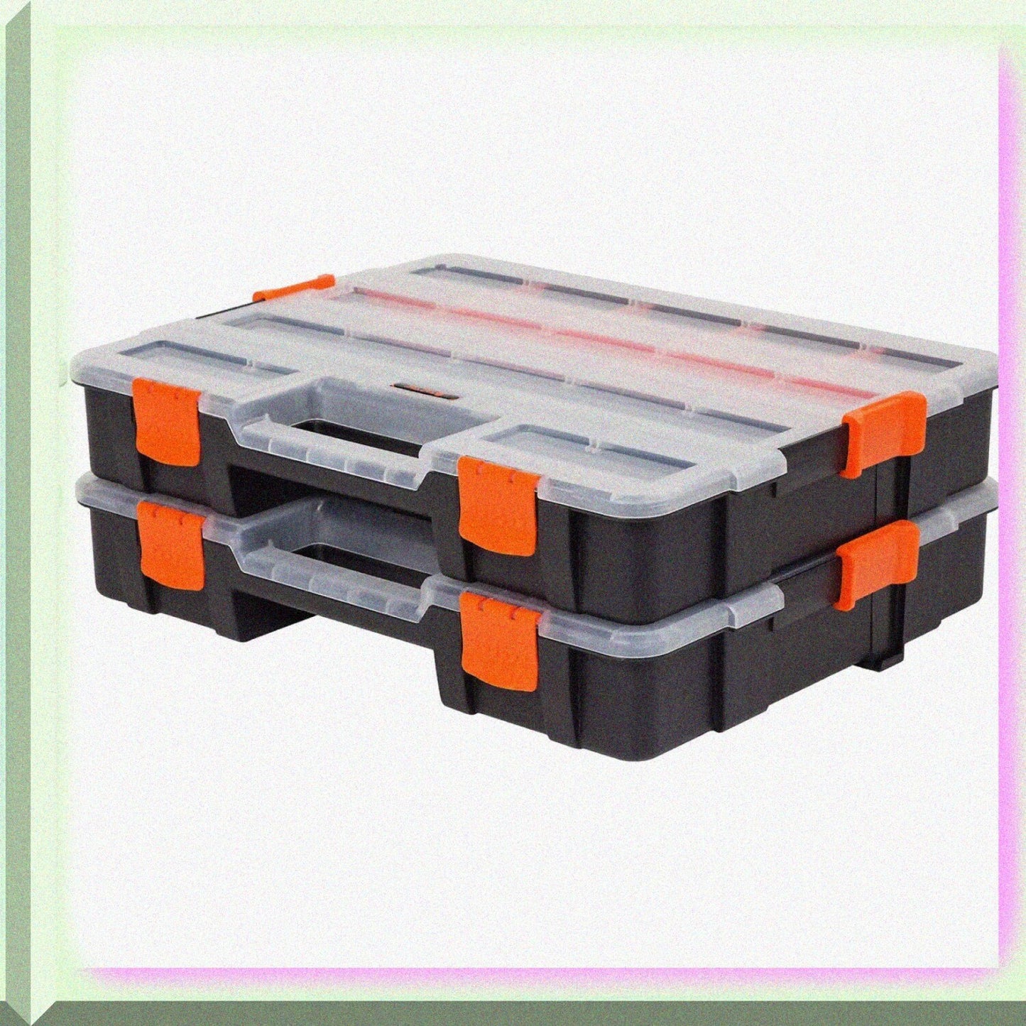 15-Compartment Interlocking Small Parts Organizer Black 2 Pack