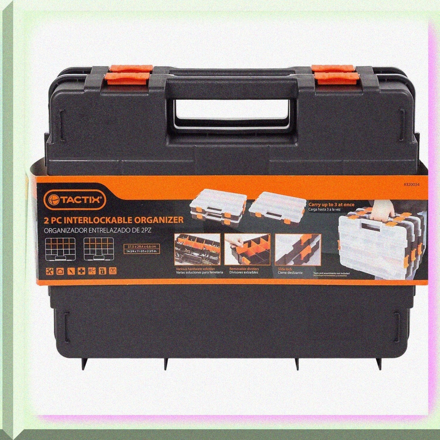 15-Compartment Interlocking Small Parts Organizer Black 2 Pack