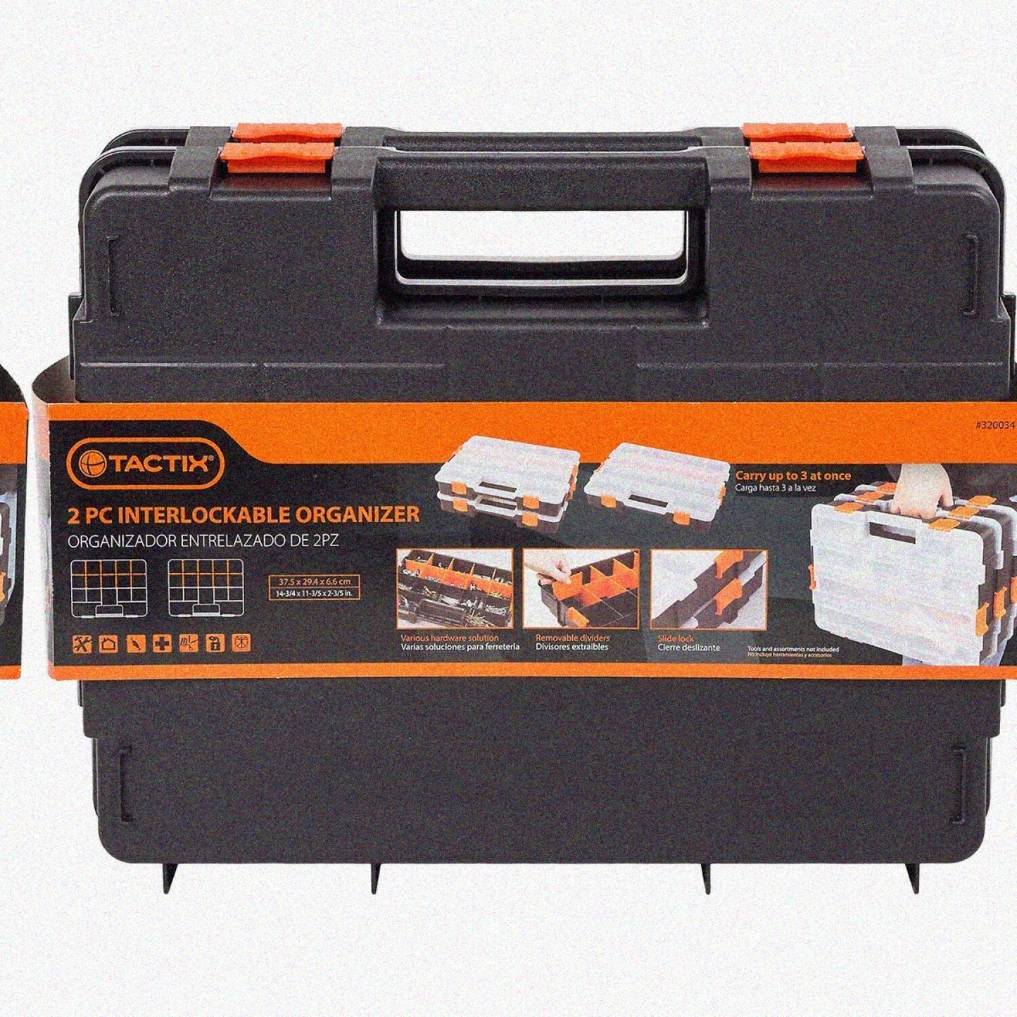 15-Compartment Interlocking Small Parts Organizer Black 2 Pack
