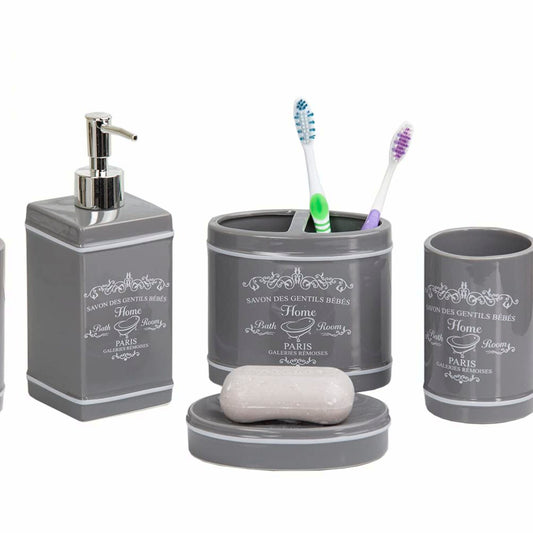 Paris 4-Piece Ceramic Bathroom Accessory Set Grey