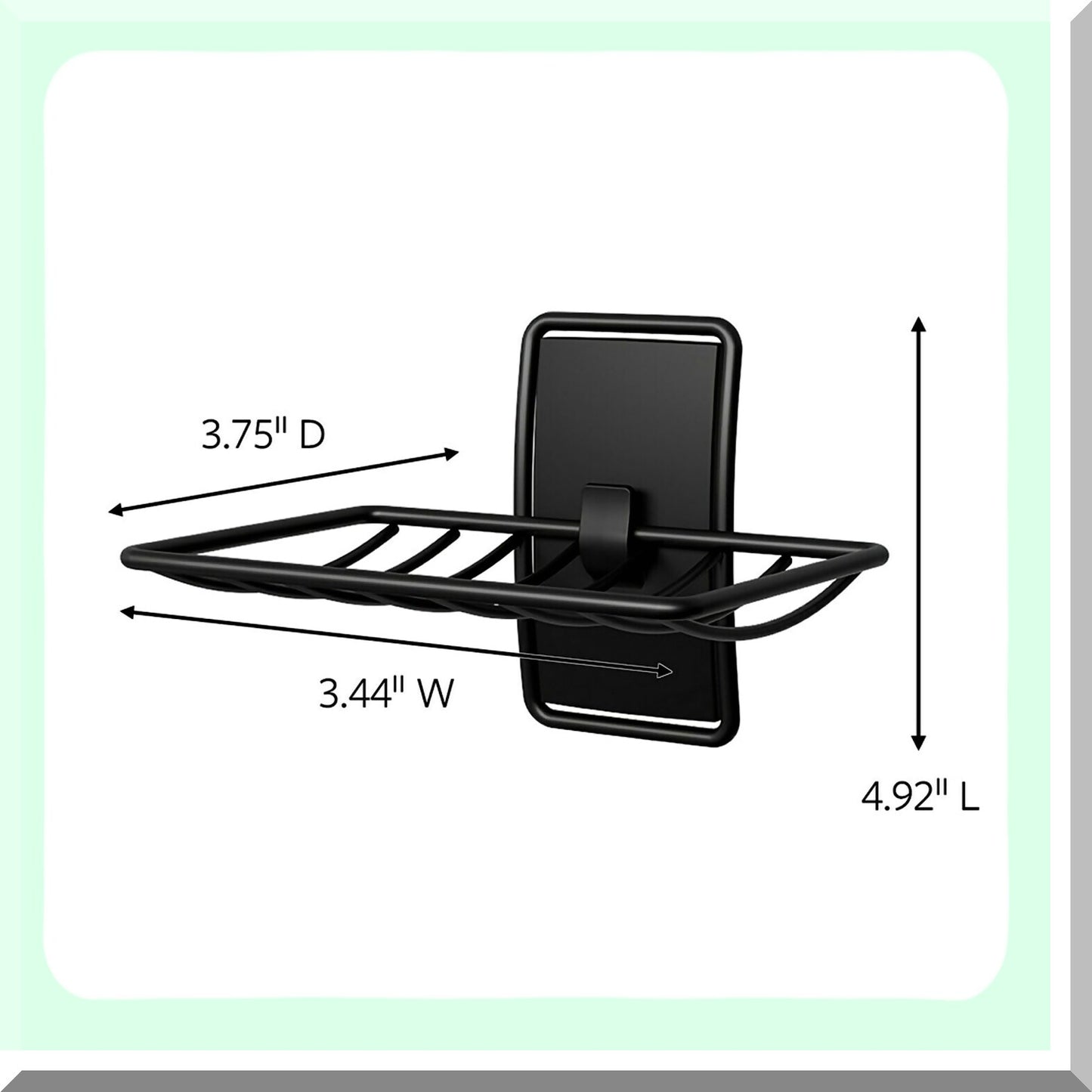 Matte Black Water-Resistant Soap Dish with Strips