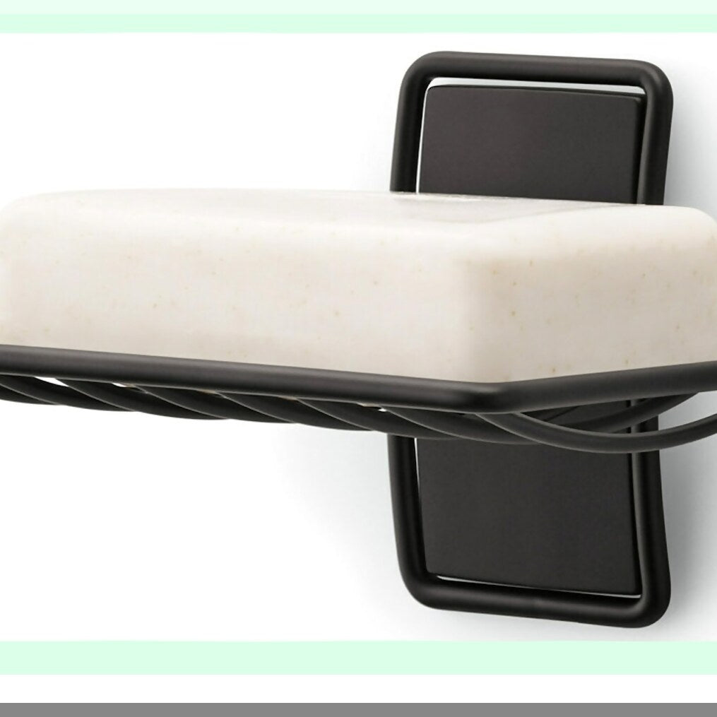 Matte Black Water-Resistant Soap Dish with Strips