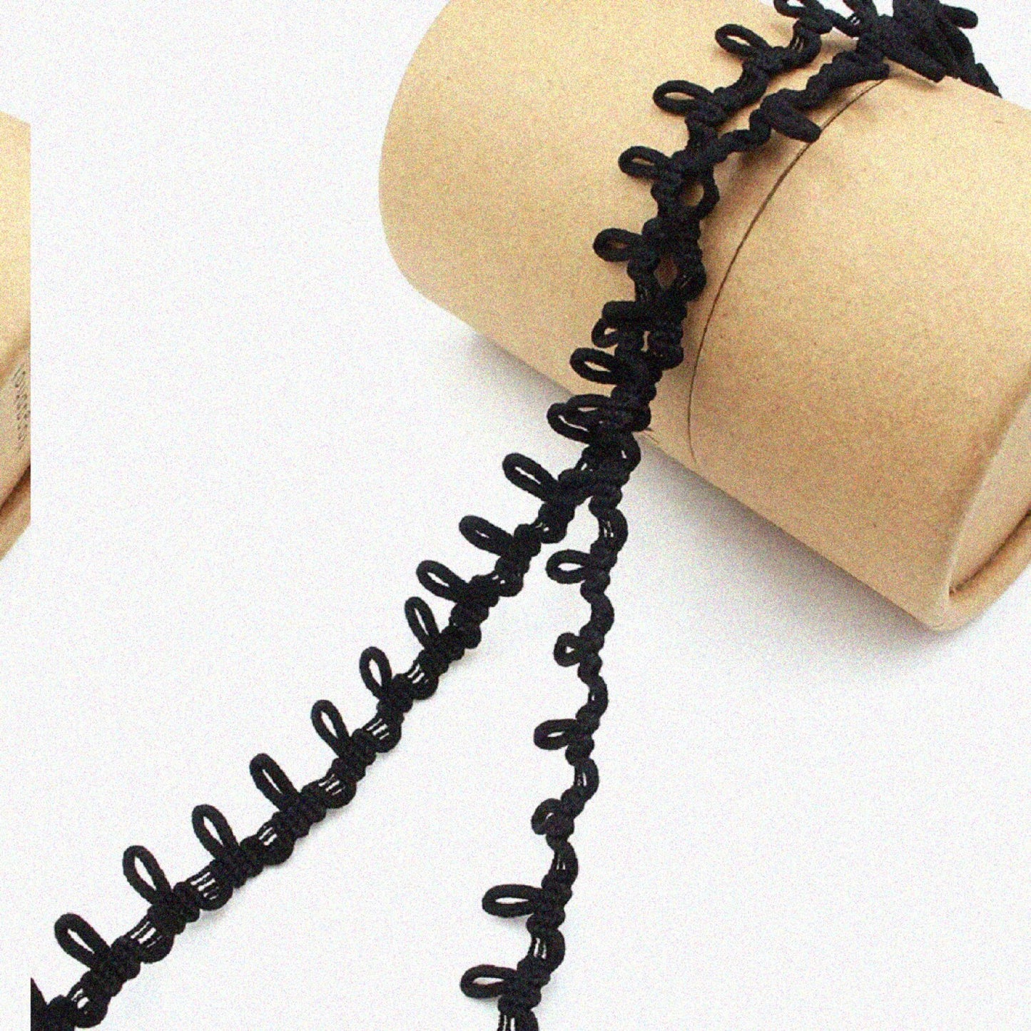 18 Yards Black Mini Buttonhole Pom Pom Fringe Ribbon