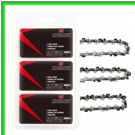 18 Inch Low Kickback Chainsaw Chain 3-Pack for Ryobi, Homelite, Poulan