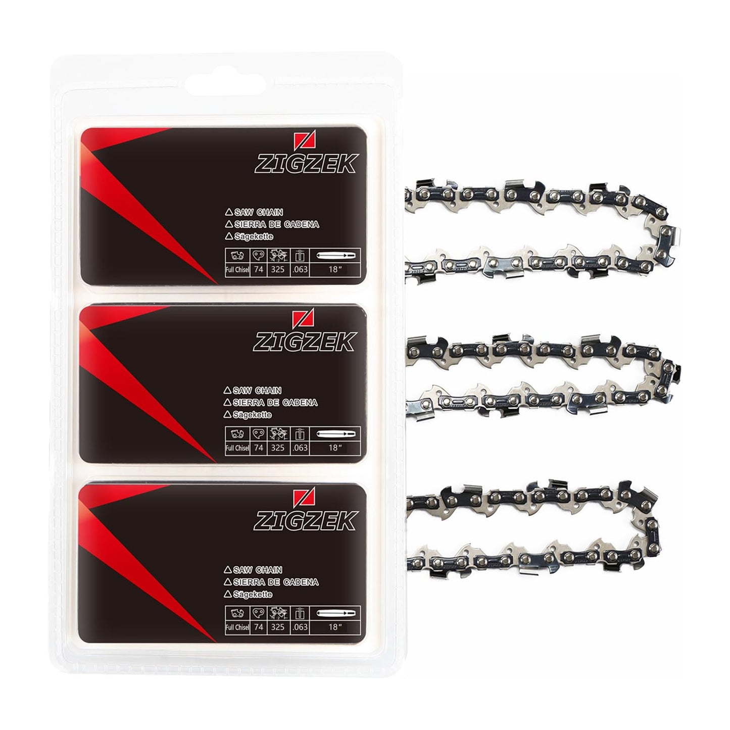 18 Inch Low Kickback Chainsaw Chain 3-Pack for Ryobi, Homelite, Poulan