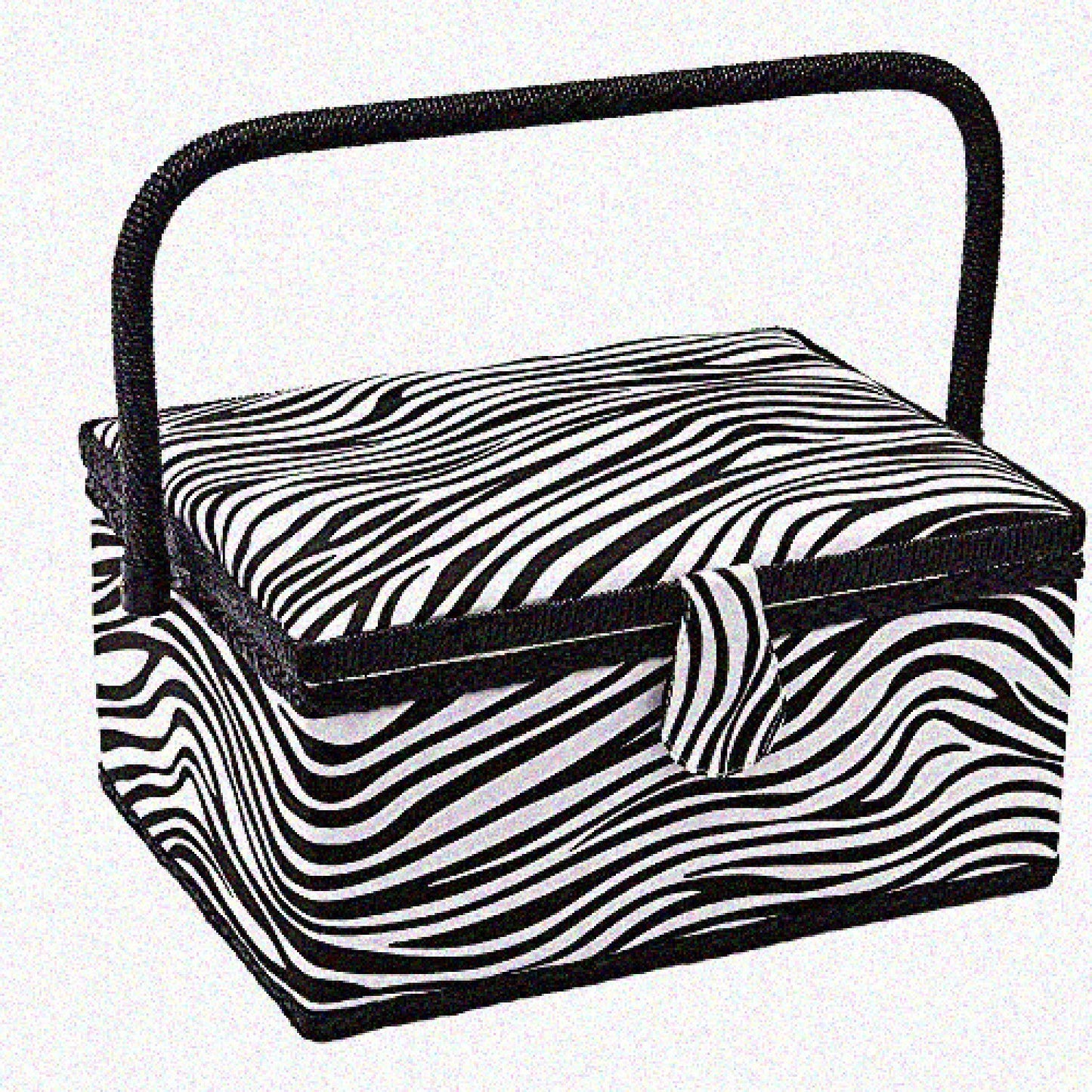 Zebra Sewing Basket with Removable Tray, Built-in Pin Cushion