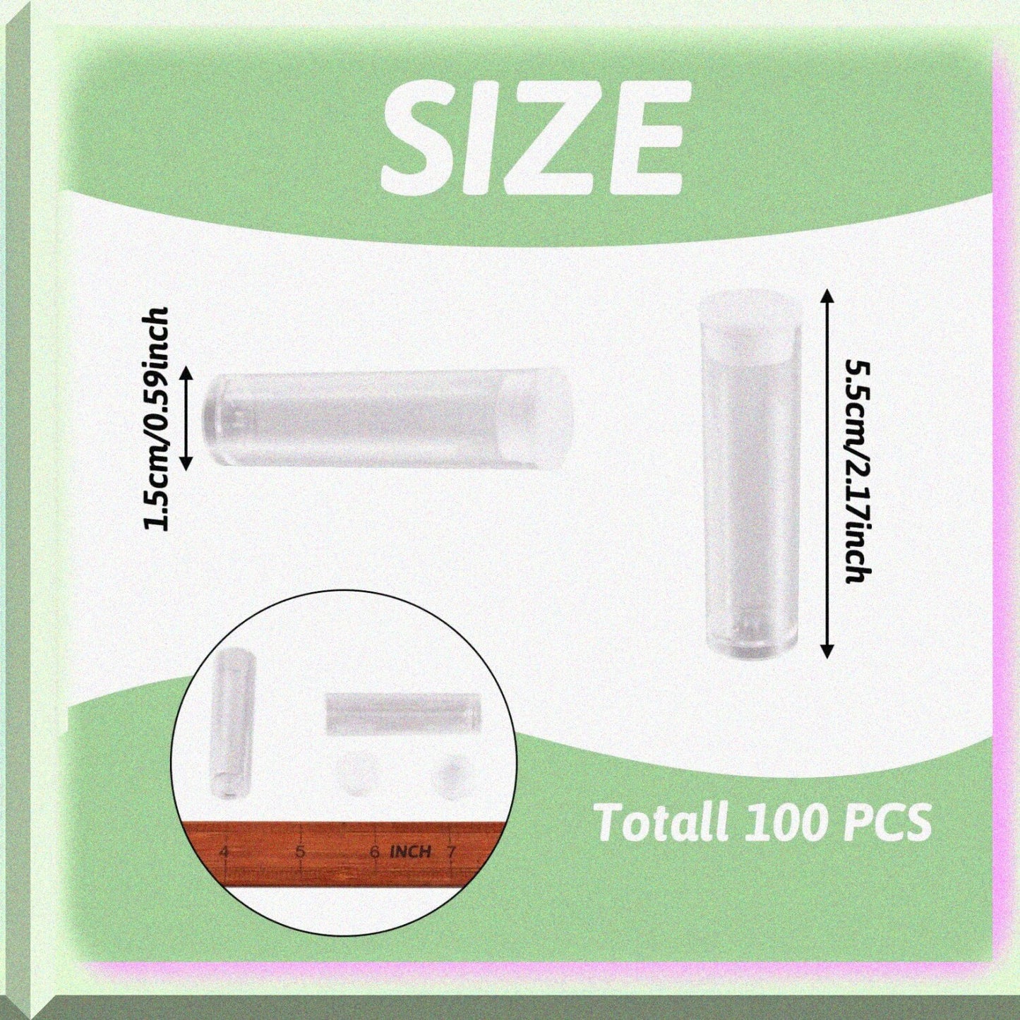 100Pcs Clear Plastic Storage Tubes 55mm