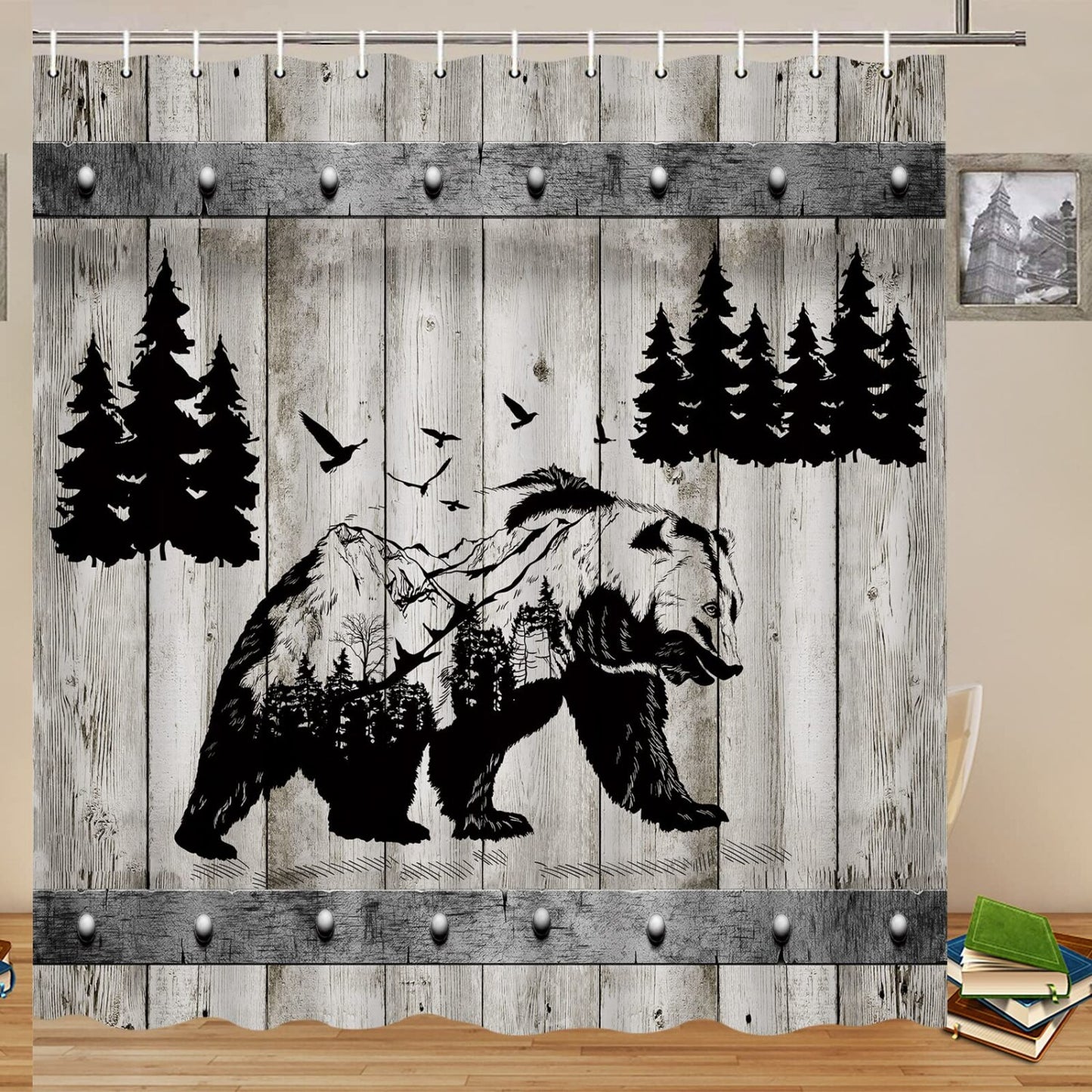 Animal Shower Curtain 70x70 Inches with Hooks