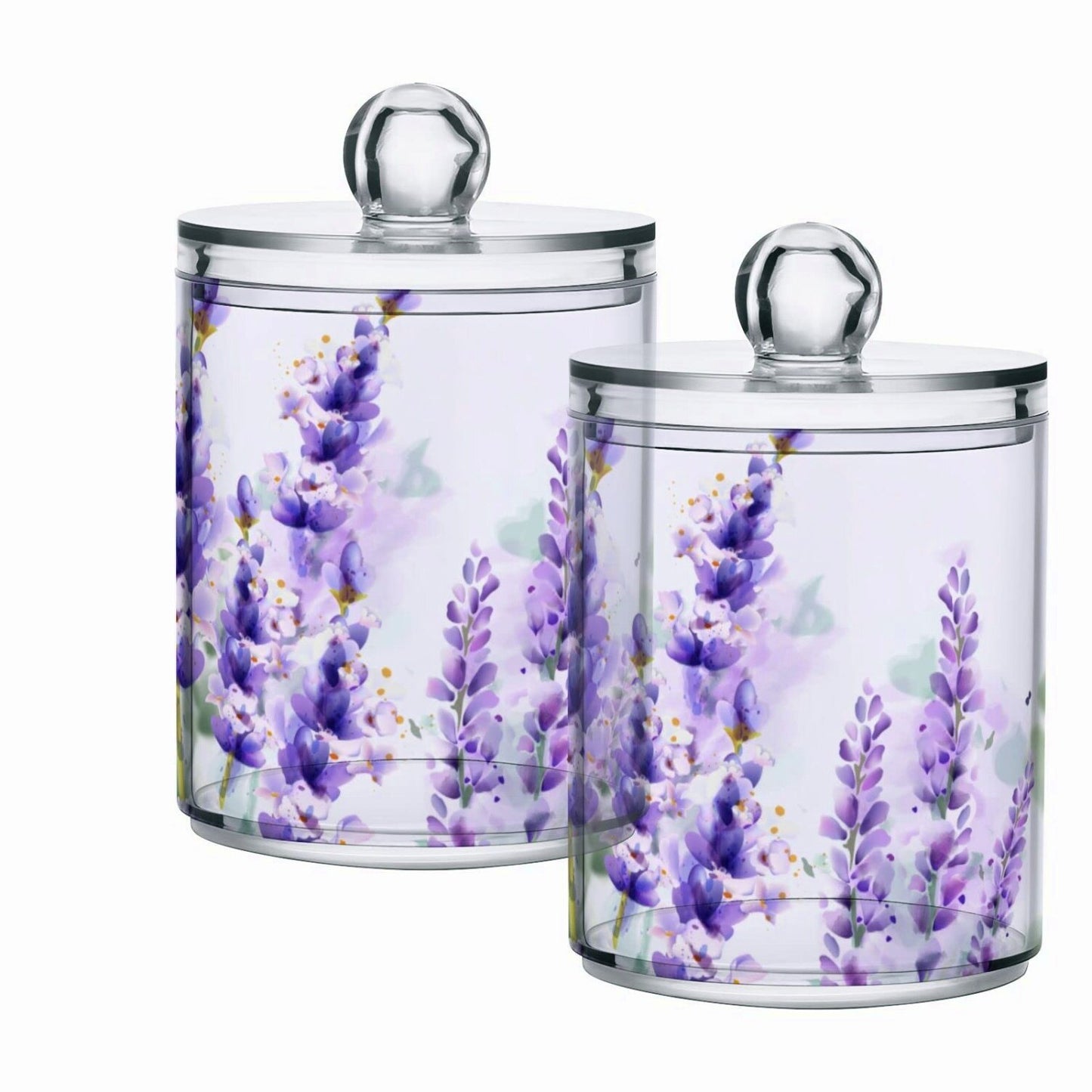 Purple Qtip Dispenser 4 Pack Clear Bathroom Storage Containers