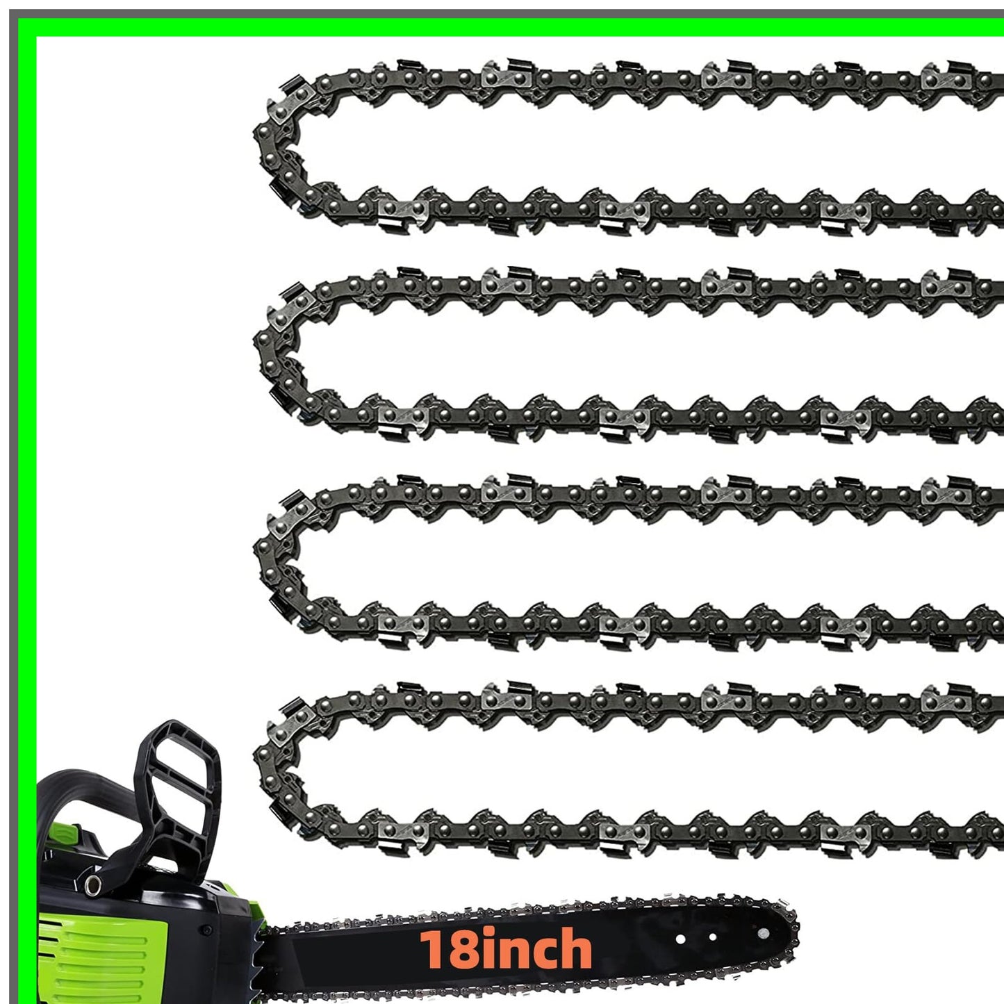 18 Inch Low-Kickback Chainsaw Chain 62 Drive Links for Husqvarna and Poulan