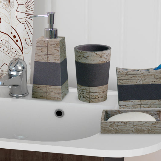 Rustic Cement and Stone Bathroom Accessory Set (4)