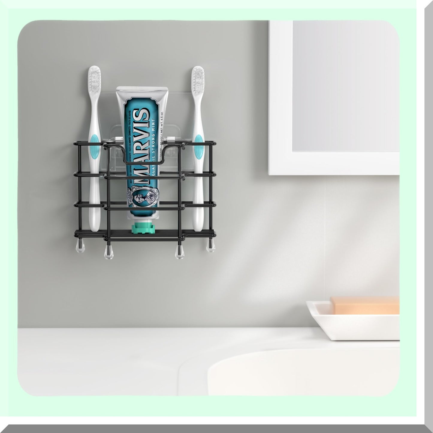 Small Wall-Mounted Toothbrush Holder with 3 Slots