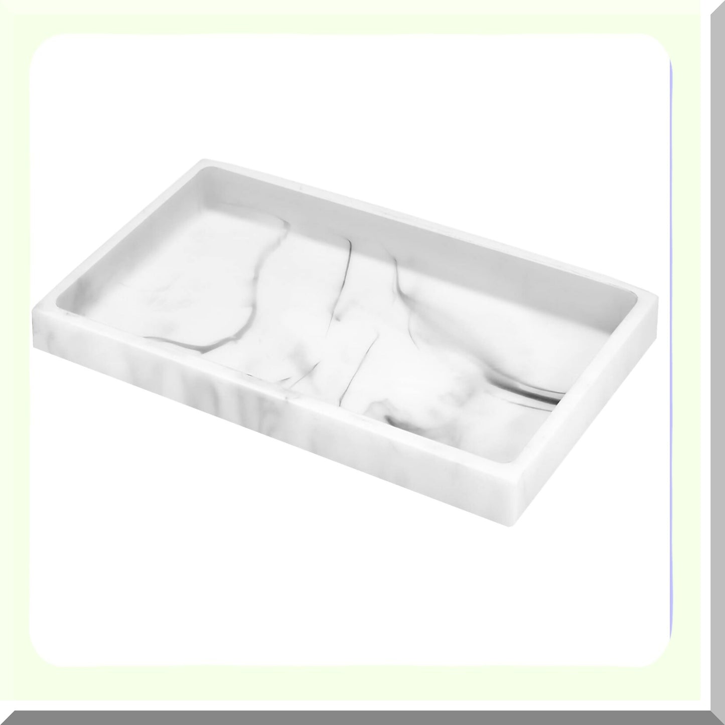 Resin Bathroom Vanity Tray White Marble 10x6 inches