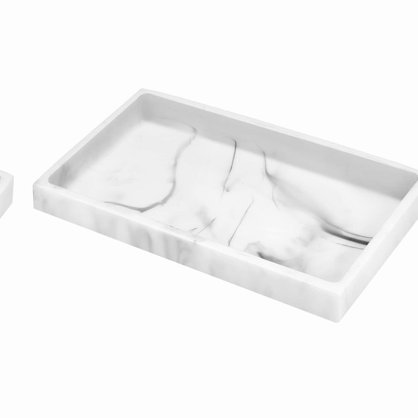 Resin Bathroom Vanity Tray White Marble 10x6 inches