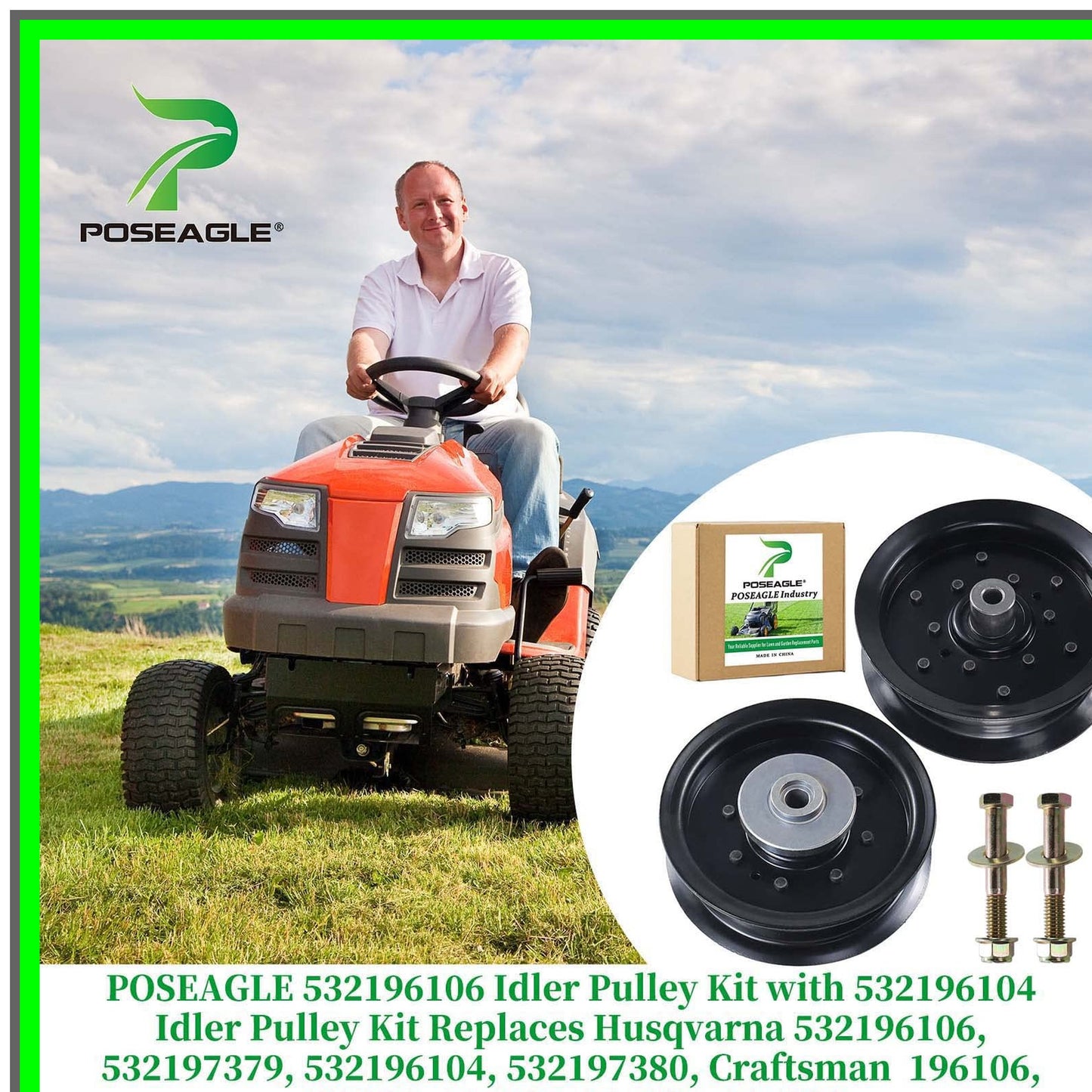 Idler Pulley Replacement Kit for Husqvarna Lawn Equipment Maintenance