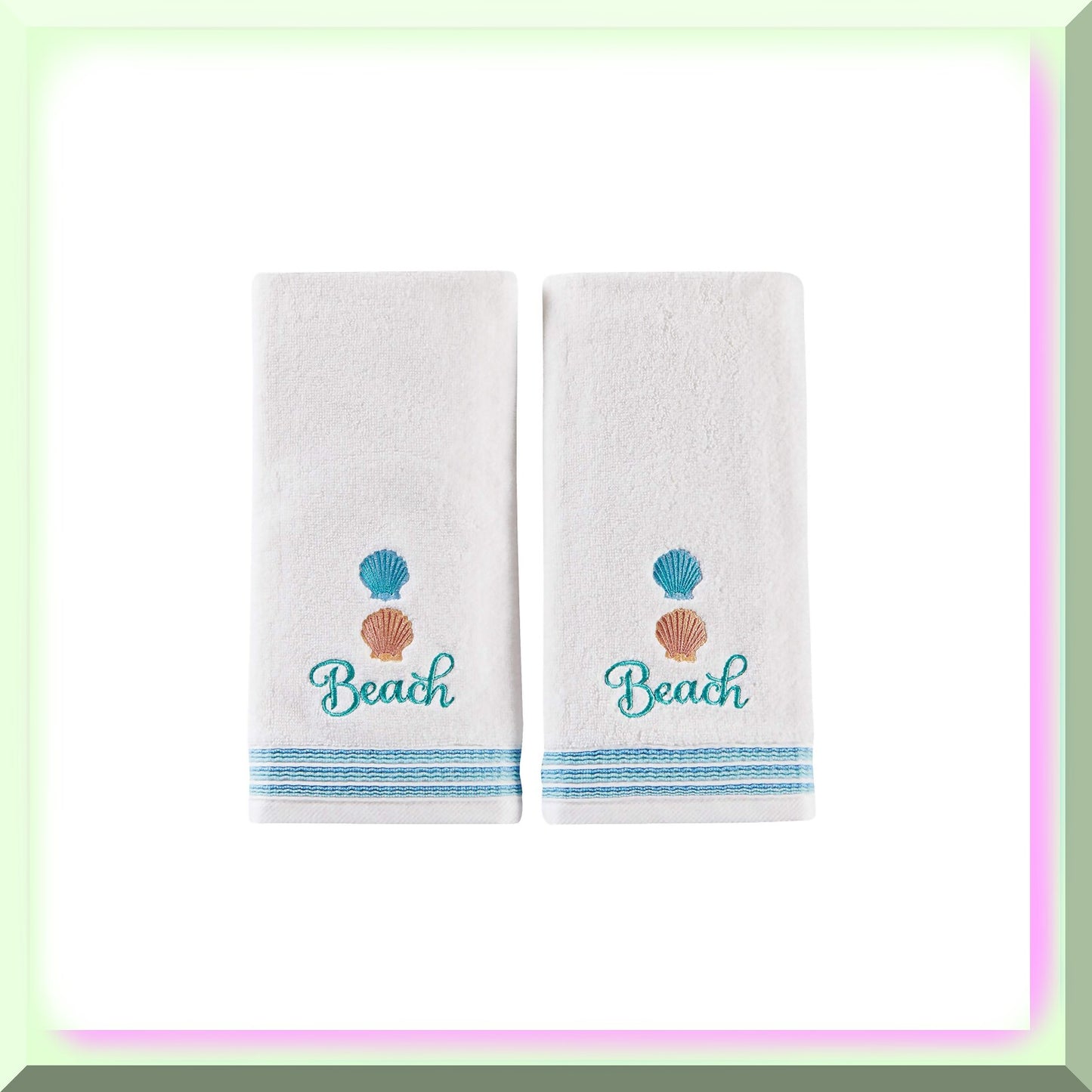 2-Piece White Cotton Hand Towel Set