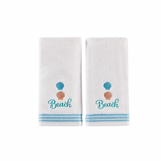 2-Piece White Cotton Hand Towel Set