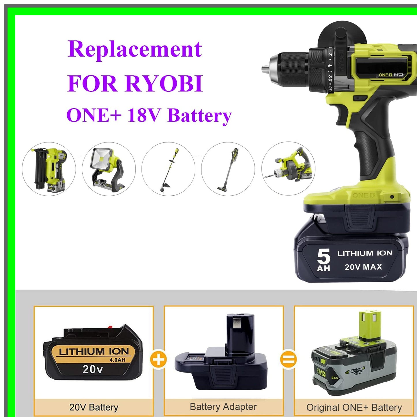 Versatile 20V Battery Adapter for Milwaukee M18 to Ryobi ONE+ Tools