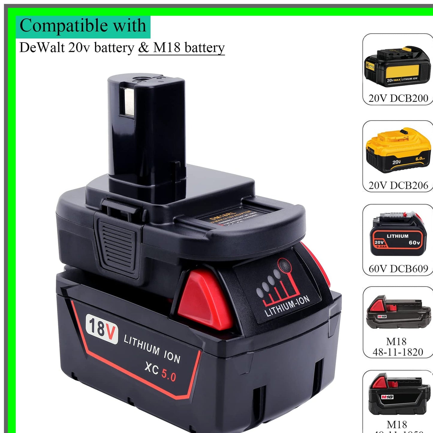 Versatile 20V Battery Adapter for Milwaukee M18 to Ryobi ONE+ Tools