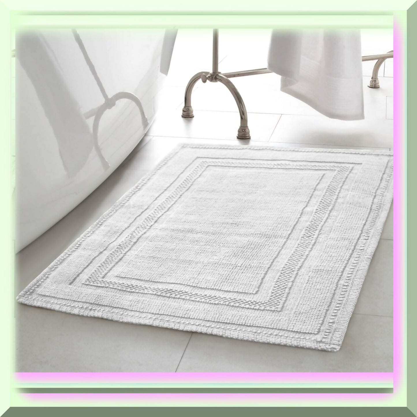 Stonewash Cotton Bath Rug 17" x 24" Gray Blue