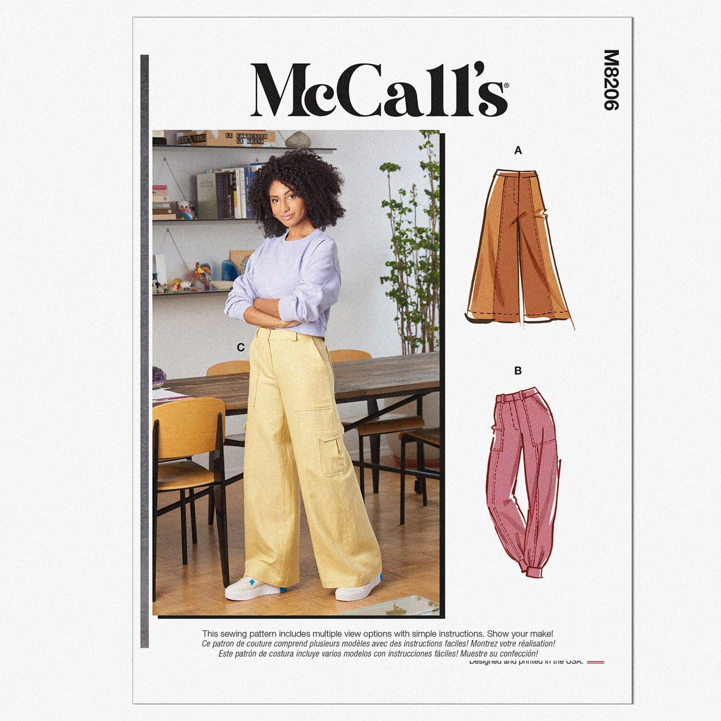 Misses' Cargo Pants Sewing Pattern Kit, Multicolor, Sizes 6-14