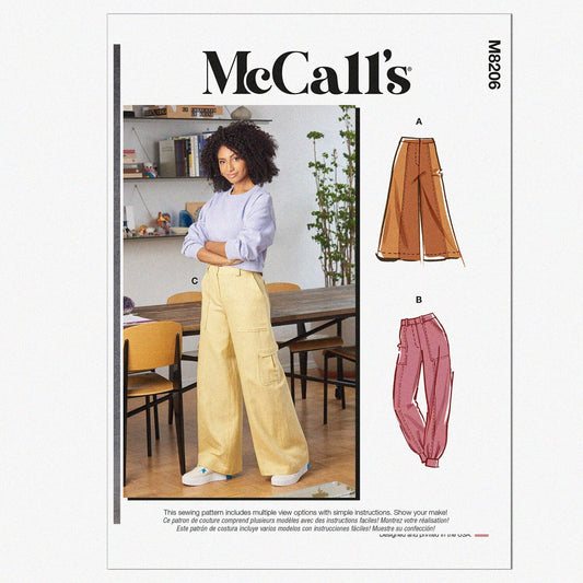 Misses' Cargo Pants Sewing Pattern Kit, Multicolor, Sizes 6-14
