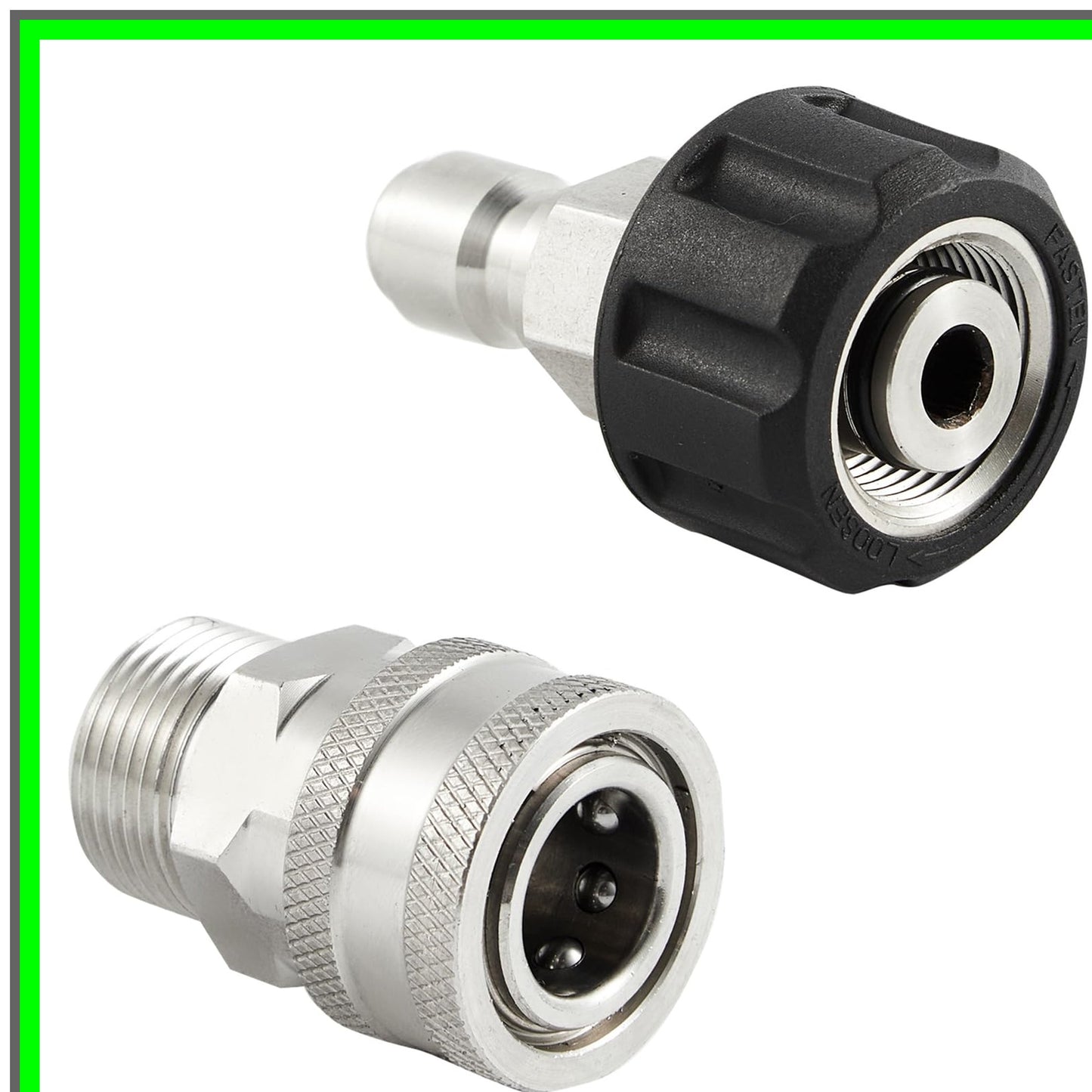Stainless Steel Quick Connect Fittings for Pressure Washer Hose Adapter 2 Pack