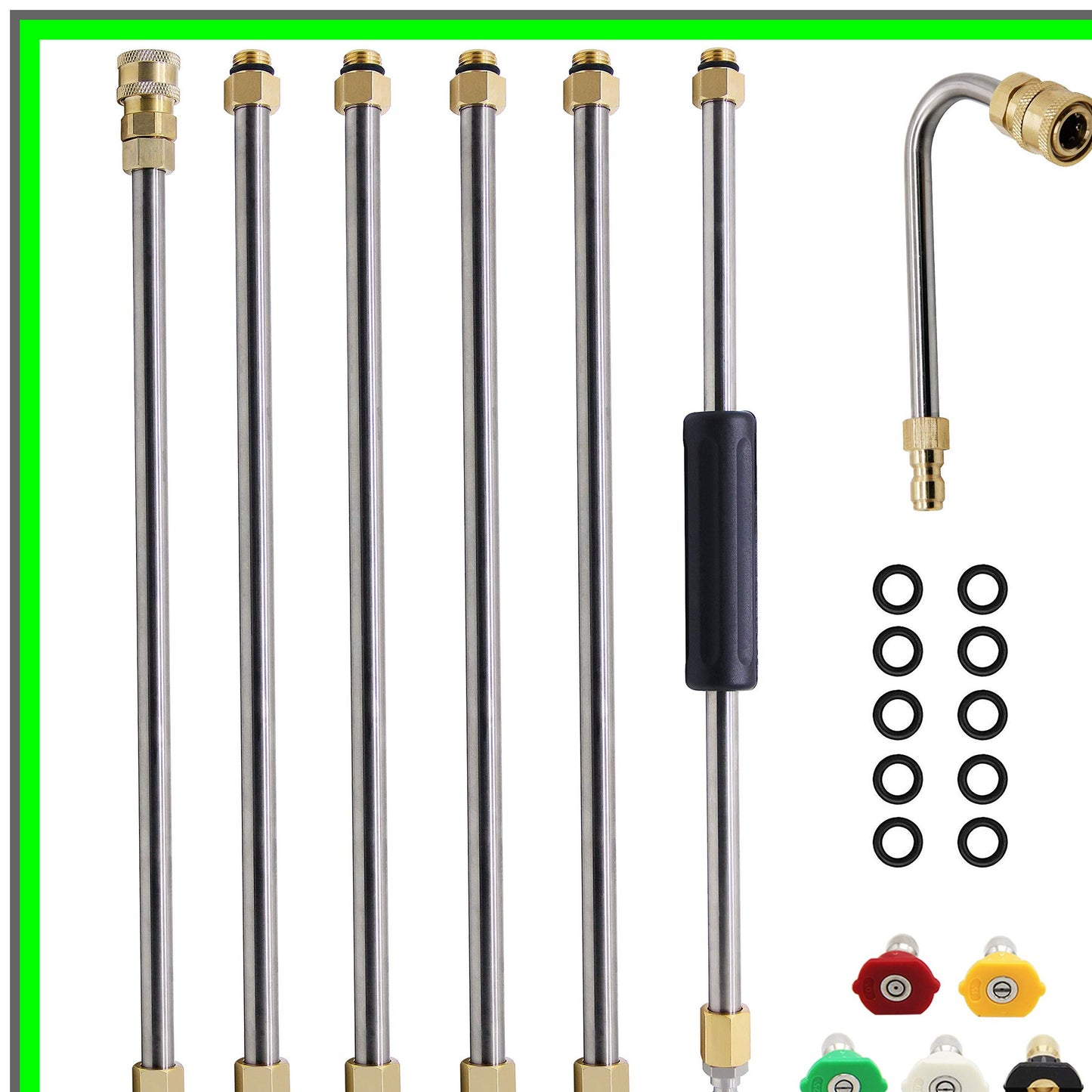 Versatile 8 ft Pressure Washer Extension Wand with 5 Nozzle Tips 4000 PSI