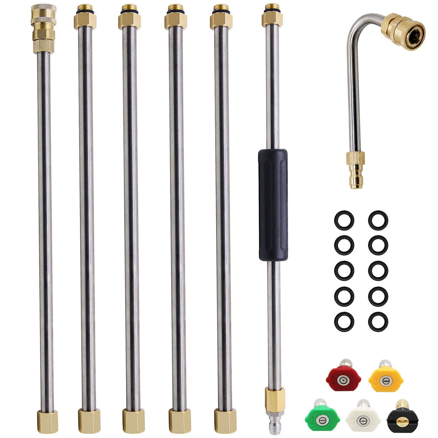 Versatile 8 ft Pressure Washer Extension Wand with 5 Nozzle Tips 4000 PSI